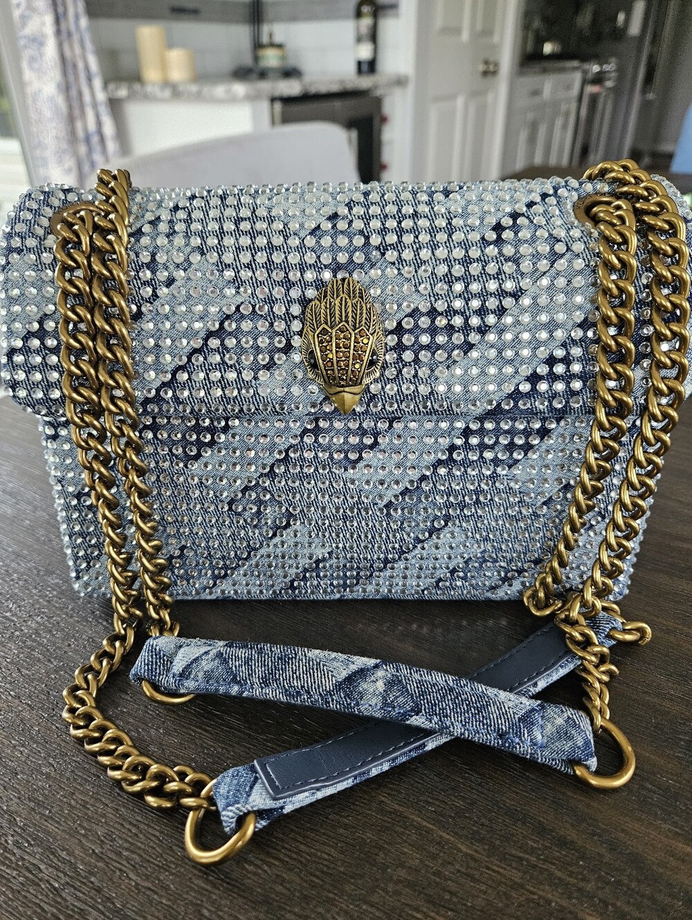 NWOT Kurt Geiger Kensington With Denim And Crystals
